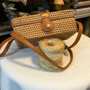 Woven Tan Crossbody Bag